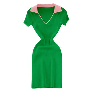 Knit Jumper <b>Dresses</b> Green Pink Strapless Sweet Sleeveless T-Shirt <b>Dress</b> Digital Printing Sorority Apparels Sweater Button - Product Image 5