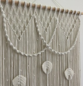 Leafy Macrame Curtain: Boho <b>Door</b> or Window Hanging, Customizable - Product Image 2