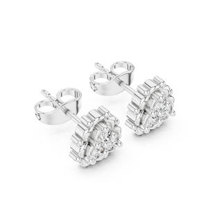 ต่างหูเพชรทรงกลมทองคำ 14K สำหรับผู้หญิง |   เพชรที่เพิ่งเพาะเลี้ยง - Product Image 6