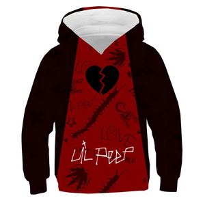 Sweat-shirt à capuche pour homme Lil Peep, imprimé cœur brisé rouge, coupe classique, coton tricoté, vêtement d'automne, style hip-hop - Product Image 2