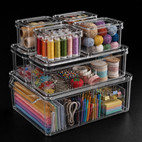 Boîtes de rangement transparentes en plastique brillant pour la maison et les loisirs, avec fond antidérapant, bords lisses, accès facile aux outils