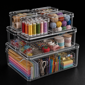 Cajas de Almacenamiento Transparentes para Manualidades, Materiales de Costura, Suministros de Artesanía y Organización del Espacio de Trabajo - Product Image 1