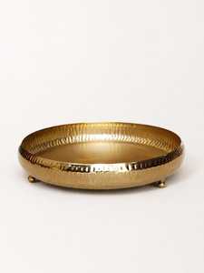 <b>Gold</b> Plated Hammered Metal Decorative <b>Tray</b> Round <b>Serving</b> Plate Polished Decorative <b>Tray</b> for Home Wedding Diwali - Product Image 2