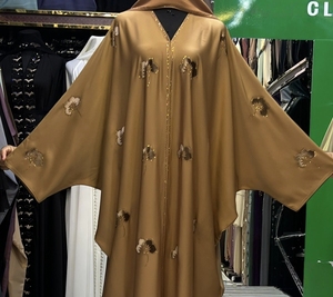 High Quality Modest Dubai Beaded Sequined <b>Long</b> Sleeve Abaya Muslim Traditional Handmade Wedding Women Breathable V Neck - Product Image 1