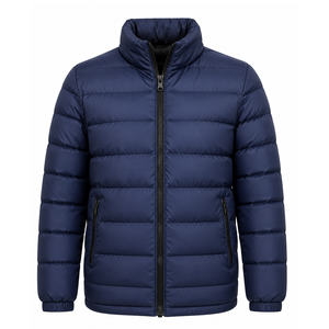 Men's Gray Hooded Puffer Jackets Solid Color Thick Polyester Winter Casual <b>Zipper</b> Closure Windproof <b>Coat</b> Regular Fit Lightweight - Product Image 2