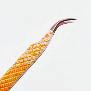 Pince à cils en vrac de marque privée en acier inoxydable massif deux tons de couleur avec pointe en or rose pince à cils volume - Product Image 3