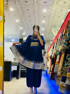 Latest Design Afghan Kuchi <b>Dress</b> Heavy Embroidery Afghani <b>Dress</b> Knee Length Breathable Frock Women Casual <b>Dresses</b> Wholesale - Product Image 4