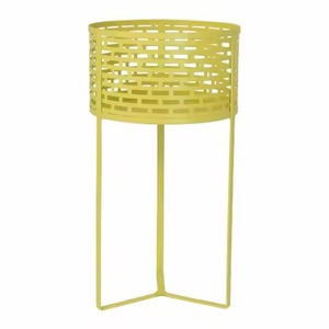 Support pour plantes en tôle jaune pastel à motif brique découpé, support de panier sur pied pour plantes d'angle intérieures - Product Image 1
