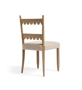 Silla de Comedor de Madera de Roble con Borde Festoneado Estilo Francés, con Asiento Acolchado Tapizado para Decoración del Hogar - Product Image 4