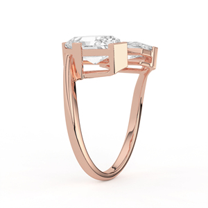 14K 18K Yellow Gold Lab Grown Diamond <b>Ring</b> Hexagon Kite Cut Avant Garde Geometric <b>Two</b> <b>Stone</b> Toi Et Moi Partial Bezel Jewelry - Product Image 4
