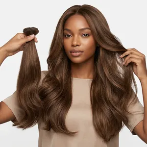 ผมต่อแบบตรงสีน้ำตาลธรรมชาติ Remy แบบเป็นมัด สำหรับทำวิกผม ใช้ในร้านเสริมสวย ขายส่ง ความยาวตามสั่ง - Product Image 6