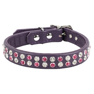 Saman Exports Premium Quality Leather <b>Dog</b> <b>Collar</b> With <b>Small</b> Crystals Studs Design Wholesaler & Manufacturer Supplier - Product Image 3