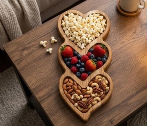 Heart Shaped Oak Commercial Grade Eco-Friendly Rustic Wooden <b>Snack</b> <b>Tray</b> Charcuterie Board Serving Platter Catering Utility <b>Tray</b> - Product Image 4