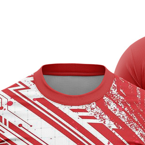 Custom Sublimated Unisex <b>Soccer</b> Jersey Crew Neck Short Sleeve Lightweight Color Blocked Red White Blue Geometric Print Moisture - Product Image 2
