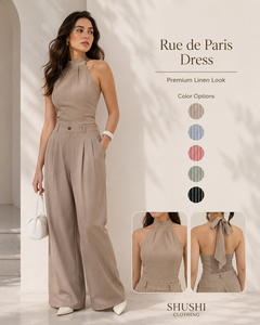 Ensemble coordonné décontracté en coton pour femme - Haut dos nu et pantalon large uni à manches longues avec fermeture éclair et poches - Toutes saisons - Vente en gros - Product Image 2