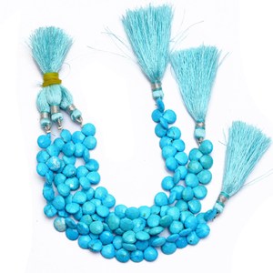Turquoise 8mm Faceted Heart Briolette Natural Howlite Chinese Turquoise Semi Precious Gemstone Beads <b>For</b> Jewelry Making Supplies - Product Image 2