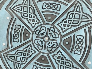 24 Inch Still Life Shield <b>Wall</b> Decal Blue Viking Norse Decor Wood Art Deco KULSOOM - Product Image 4