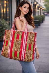 Handmade Block Printed Cotton Shoulder Tote Bag for Women Indian Quilted Eco-Friendly Shopping Tote Bags Holiday <b>Accessories</b> - Product Image 3