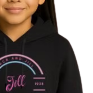 Sudadera con Capucha Negra para Niñas con Estampado Familiar, Sudadera Informal de Manga Larga, Prenda Cómoda para el Día a Día - Product Image 4
