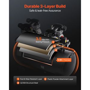Compresor de Aire Industrial de 4 HP, 10.6 CFM a 90 PSI, Ultra Silencioso, Tanque de Acero de 20 Galones, Sin Aceite, Presión Máxima de 125 PSI, 78 dB - Product Image 5