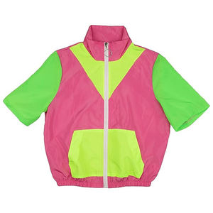 Ensemble veste coupe-vent légère en nylon zippée et short pour femme, style streetwear estival avec blocs de couleur - Product Image 6