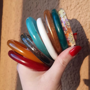 Brazalete de Resina al por Mayor, Brazalete Ovalado de Color, Forma Redonda Doble de Melocotón, Pétalo de Rosa Roja para Uso Artesanal - Product Image 4