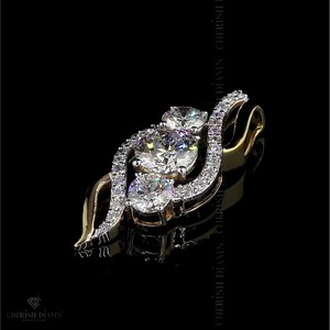 Collier Pendentif Éternel Tourbillon à Trois Pierres en Diamant de Laboratoire Or Tendance Coupe Fine Vente Export - Product Image 2