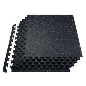 25 dalles de sol de gym de 0,56 pouce d'épaisseur, tapis d'entraînement 25'' x 25'', couverture de 100 pieds carrés, dessus en caoutchouc, mousse EVA avec matériau EPDM de 15 mm - Product Image 1
