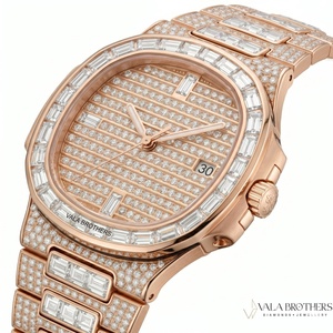 Montre Patak Philippe pour femme en or rose avec diamants, 39 mm, cadran rond, mécanique analogique, fermoir déployant, bracelet de luxe - Product Image 2