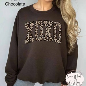 XOXO Premium <b>Mock</b> <b>Neck</b> Cotton Fleece Sweatshirt Women Men Ladies Unisex Leopard Print Polka Dot Tackle Twill Pullover - Product Image 5