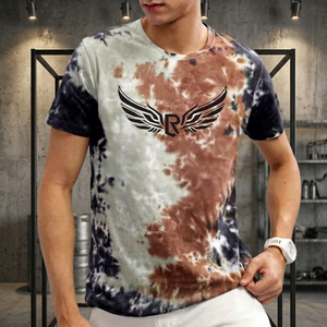 Men's Sporty Oversized Short Sleeve T-Shirt with Front Logo Casual O-Neck Woven Fabric - Product Image 4