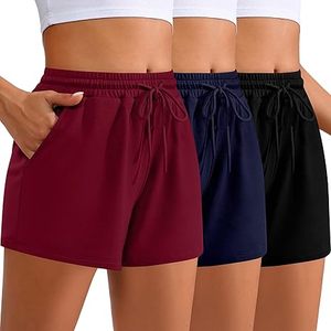 Shorts de sport taille haute pour femme, 100 % coton, coupe ample avec poches - Product Image 2