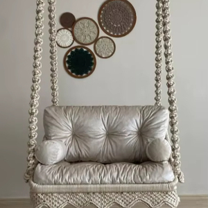 Silla colgante de macramé, columpio cuadrado grande de macramé, silla colgante de macramé de algodón, silla columpio de macramé, macramé hecho a mano - Product Image 1