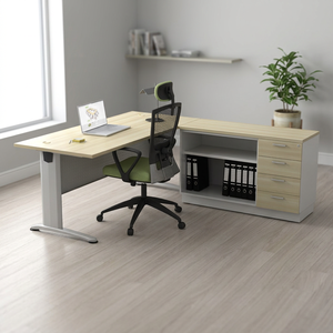 Modern 6 Feet Durable Spacious Commercial <b>Office</b> Desk with Chipboard Construction From AY <b>Office</b> System - Product Image 2