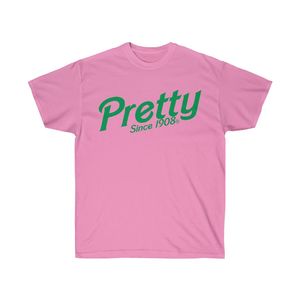 Camiseta rosa de manga corta para mujer con estampado gráfico verde, informal, con cuello redondo, de algodón, a la moda, suave y cómoda - Product Image 1