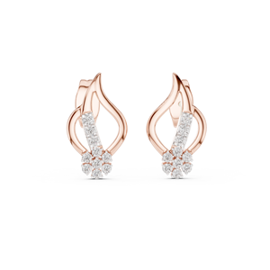 Juego de pendientes minimalistas con diamantes cultivados en laboratorio en oro rosa macizo de 18 quilates, para compromiso, boda, fiesta, regalo de San Valentín, uso diario para mujeres. - Product Image 1