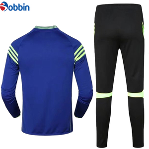 Conjunto Deportivo de Fútbol para Hombre, Camiseta de Manga Larga, Pantalones Negros, Top Azul, Absorbe la Humedad, Ropa de Entrenamiento de Manga Larga para Adultos, Todas las Temporadas - Product Image 1