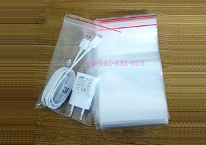 Bolsas de Plástico Transparentes con Cierre Zip Personalizables, Resistentes a la Humedad, con Línea Blanca/Roja/Azul - Product Image 2