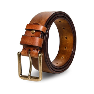 Cinturón de Cuero Genuino Reversible Marrón Cognac de 3.5cm de Ancho con Hebilla de Acero, Ajuste Personalizado, Casual y Formal, Impermeable y Duradero - Product Image 1