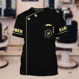 Barber Salon Uniform T-Shirt Black With Scissors Hair Tools Print For Men And <b>Women</b> - Product Image 6