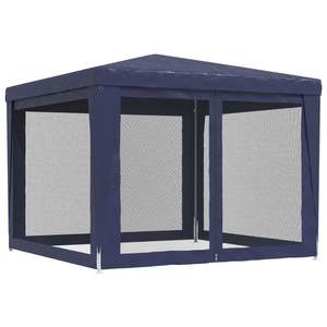 Carpa azul de 9,8 'x 9,8' HDPE para bodas y fiestas con 4 paredes laterales de malla - Product Image 5