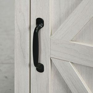 Tavolino Laterale Stile Fattoria Bianco Invecchiato con Armadietto e Stazione di Ricarica USB, Tavolino per Soggiorno, Tavoli Console - Product Image 2