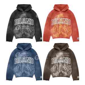 Sweat-shirts à capuche personnalisés de qualité supérieure pour hommes, 100% coton, style hip-hop, surdimensionnés, impression puff, pour hommes - Product Image 6