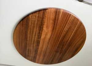 Round Acacia Wood Serving Tray Solid Wooden Plate Polished <b>Cheese</b> Bread Pizza Dish for Hotel Restaurant Kitchen - Product Image 2