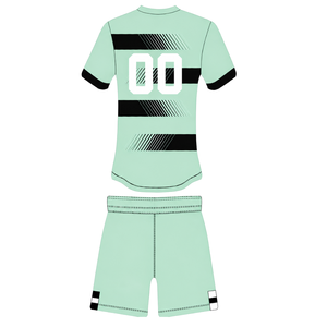 Conjunto de Camiseta y Pantalones Cortos de Rugby Verde Menta y Negro, Manga Corta, Cuello Redondo, Uniforme de Equipo a Rayas, Personalizable, Transpirable, para Entrenamiento y Alto Rendimiento - Product Image 2