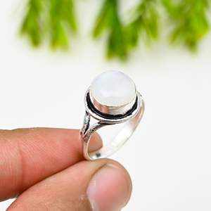 แหวนพลอยมูนสโตนสีรุ้งเงินแท้ 925 สำหรับงานปาร์ตี้ - Product Image 4