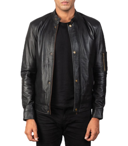 Crew Neck Genuine Sheepskin Leather Rebel <b>Biker</b> <b>Jacket</b> Outerwear <b>Jackets</b> & Coats Design Your Own Leather Fashion <b>Jacket</b> - Product Image 2
