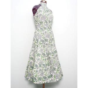 Robe midi à imprimé floral multicolore, robe d'été à manches longues, robe en coton tendance, tenue de soirée occidentale, robe une pièce pour femmes - Product Image 4