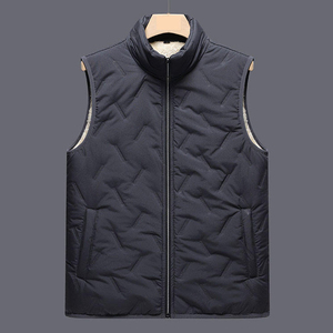 Chaleco Acolchado Beige para Hombre, Cuello Alto, Cortavientos, Informal, Relleno de Poliéster, Cierre de Cremallera, Color Sólido, Largo Regular - Product Image 6