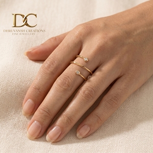 14KT Solid Yellow Gold <b>Adjustable</b> <b>Ring</b> with Lab Grown Diamond Classic Designer IGI Certified Jewelry for Women's Wedding & Party - Product Image 6